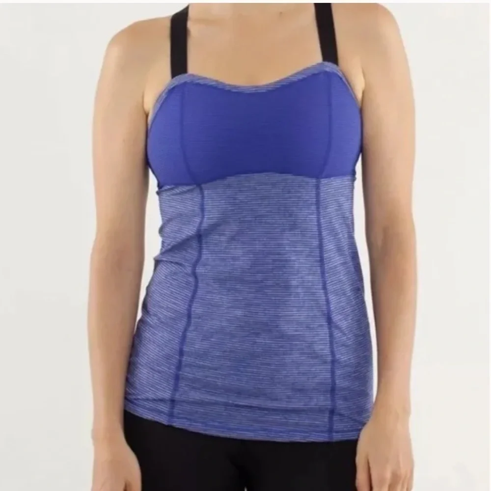 Lululemon Purple Cross Back Work Out Yoga Running Athletic Tank